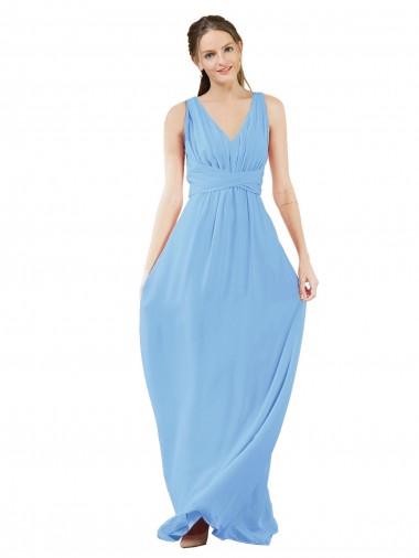 Shop Long V-Neckline Chiffon Bridesmaid Dress with Twisted Waist Montreal