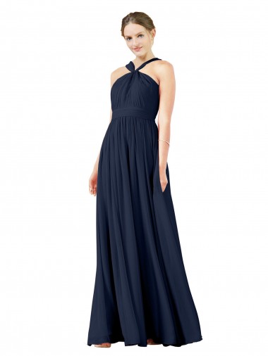 Shop High V-Neck Floor Length Chiffon Bridesmaid Dress Montreal
