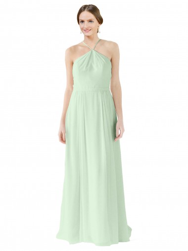 Shop Front halter Neckline and Deep Back Long Chiffon Bridesmaid Dress Montreal