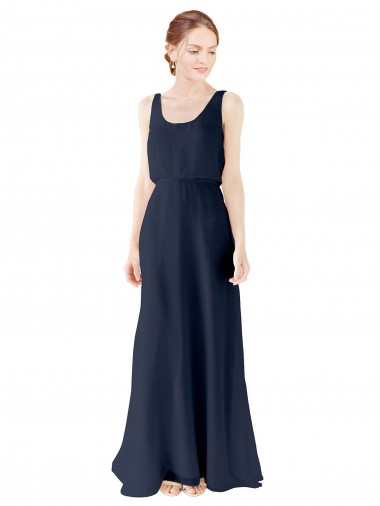 Shop Scoop Neckline Fitted Long Chiffon Bridesmaid Dress Open Back Montreal