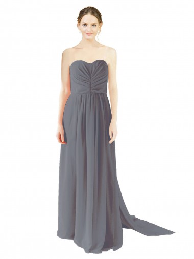 Shop Long Chiffon Bridesmaid Dress with Sweetheart Neckline and Flowing Back Montreal