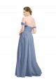 Long Floor Length Chiffon Bridesmaid Dress with Fluttering Off the Shoulder Straps