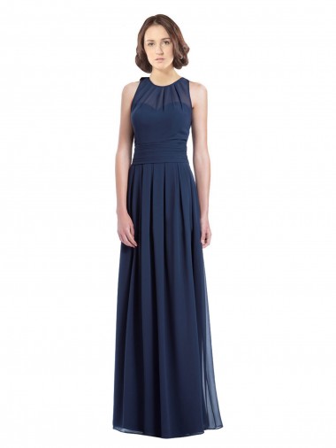 Shop Chiffon High Neck Sleeveless Bridesmaid Dress with Pleats Montreal