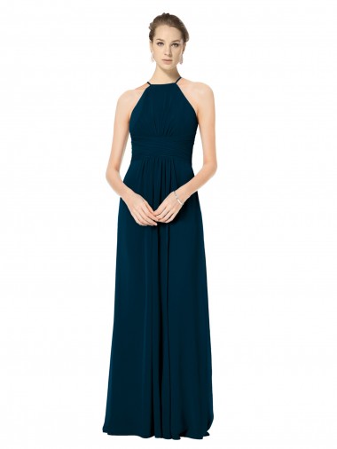 Shop Spaghetti Strap Long Chiffon Halter A-Line Bridesmaid Dress Montreal