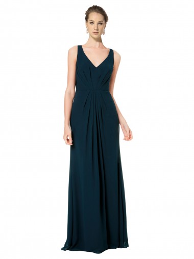 Shop Long Chiffon V-Neck Sleeveless Bridesmaid Dress with Large Keyhole Back Montreal
