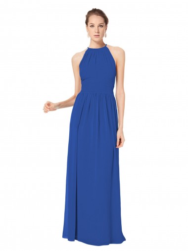 Shop Long Chiffon High-Neck Sleeveless Bridesmaid Dress Montreal