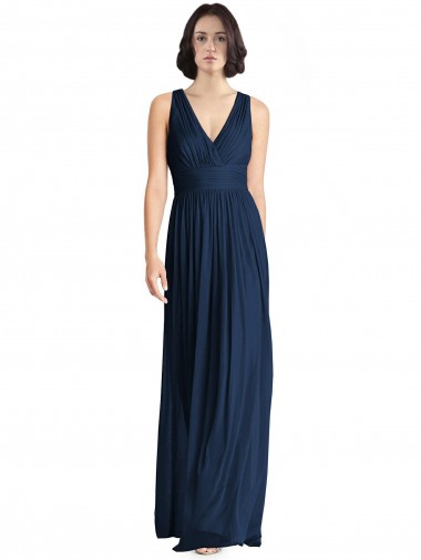Shop Cut Out Back Long Chiffon V-Neck Bridesmaid Dress Montreal