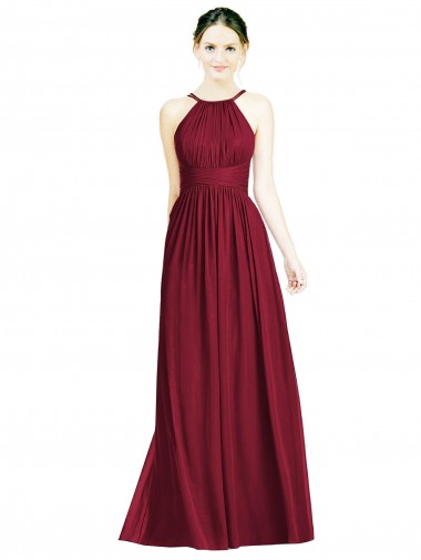 Shop Halter Neck Open Back Draped Chiffon Bridesmaid Dress Montreal