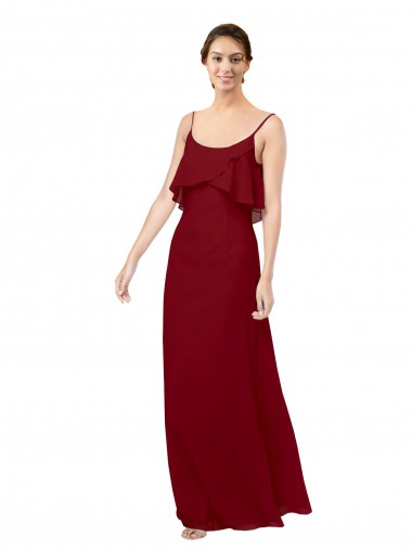 Shop Scoop Neck Chiffon Bridesmaid Dress with Spaghetti Straps and Low Back Montreal
