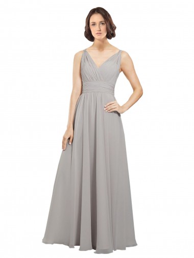 Shop Twist Shouder Full Chiffon Bridesmaids Dress with V-Neckline and V-Back Montreal