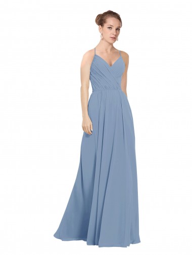 Shop Chiffon Bridesmaids Dress with Draped V-Neck Bodice and Keyhole Back Montreal