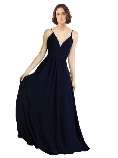 Shop Simple Chiffon Bridesmaid Dress with Deep V-Neckline Montreal