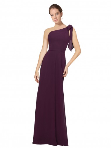 Shop One Shoulder Chiffon Bridesmaids Dress with Shoulder Bow Montreal