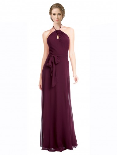 Shop Full Length Chiffon Bridesmaid Dress with Halter Top Montreal
