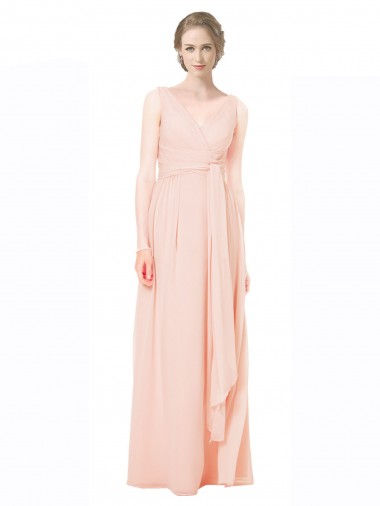 Shop Full Length Chiffon Bridesmaid Dress with V-Front and Back Montreal