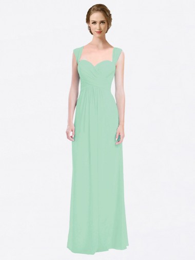 Shop Long Chiffon Bridesmaid Dress with a Sweetheart Neckline and Pleated Shoulder Straps Montreal