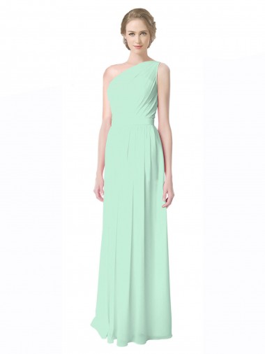 Shop One Shoulder Chiffon Bridesmaid Dress with Asymmetrical Ruched Bodice Montreal