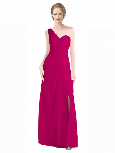 Shop Full Length Chiffon Bridesmaid Dress with One Wide Shoulder Strap Montreal