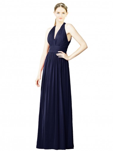 Shop V-Neck Halter Long Open Back Chiffon Bridesmaid Dress Montreal