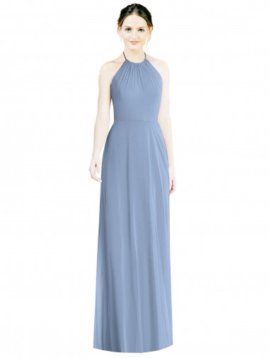 Shop Halter Neck Tie Back Long Chiffon Bridesmaid Dress Montreal