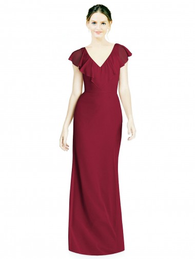 Shop V-Neck V-Back Long Chiffon Bridesmaid Dress Montreal