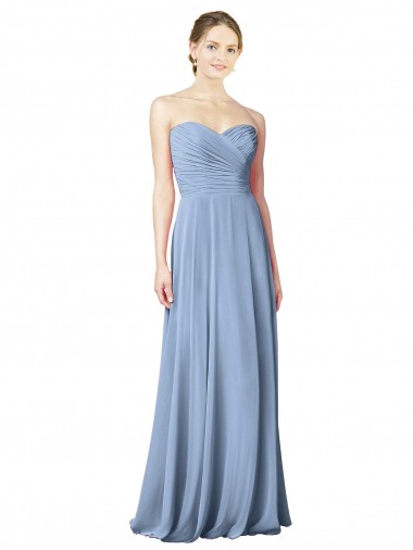Shop Draped Strapless Sweetheart Full Length Chiffon Bridesmaid Dress Montreal
