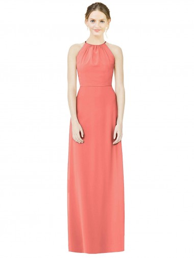 Shop Open Back Shirred Halter Chiffon Bridesmaid Dress Montreal