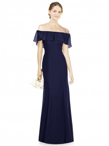 Shop Off the Shoulder Full-Length Trumpet Chiffon Bridesmaid Dress Montreal