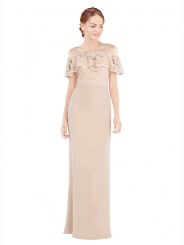 Shop Off the Shoulder Sleeves Sheath Chiffon Bridesmaid Dress / Prom Dress Montreal