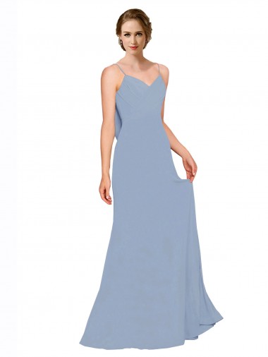 Shop Cowl Back Long Chiffon Slip Bridesmaid Dress with Straps Montreal