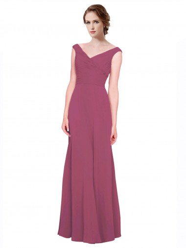 Shop V-Neckline Long Chiffon Bridesmaid Dress with Wide V-Back Montreal