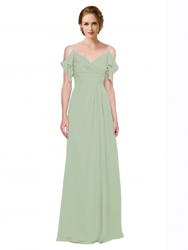 Shop Split Cold Shoulder Draped A-Line Chiffon Bridesmaid Dress Montreal