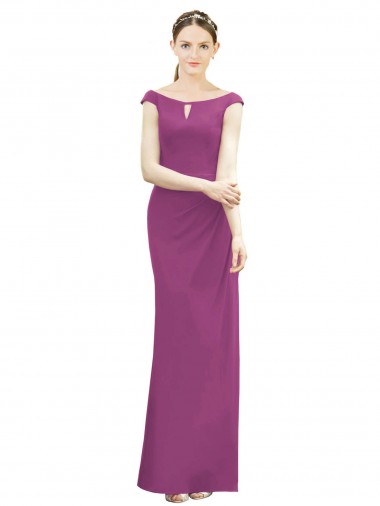 Shop Full Length Long Chiffon Bridesmaid Dress with Boat Neck Montreal