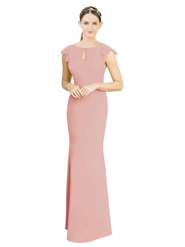 Shop Chiffon Cap Sleeves Long Bridesmaid Dress with Keyhole Montreal