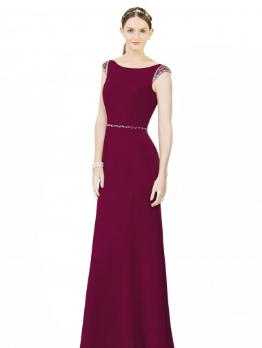 Shop Slim Chiffon Bridesmaid Dress with Embellished Capped Sleeves Montreal
