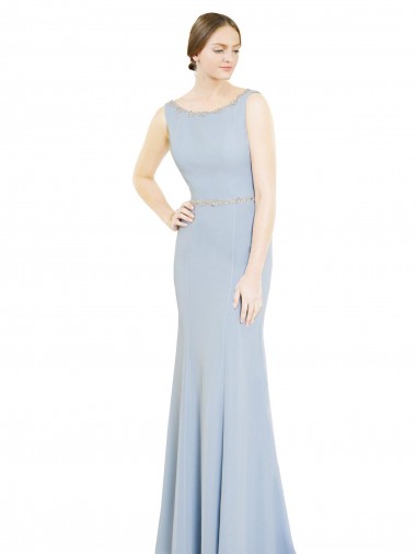 Shop Full Length Chiffon Bridesmaid Dress with Sparkly Neckline and Belt Montreal