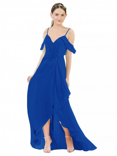 Shop High Low Boho Bridesmaid Dress with Cold Shoulder Sleeves Montreal