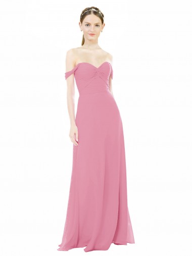 Shop Fitted Sweetheart Bodice Chiffon Bridesmaid Dress with Draped Cap Sleeves Montreal