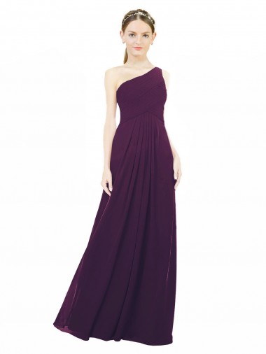 Shop One Shoulder Chiffon Bridesmaid Dress with Draped Bodice Montreal