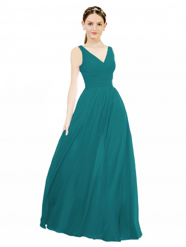 Shop Figure Flattering Chiffon Bridesmaid Dress with Draped V-Neck Bodice Montreal