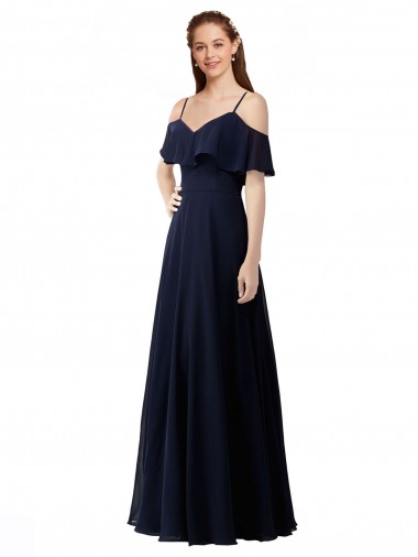 Shop Chiffon Bridesmaids Dress with Off the Shoulder Ruffle Detail Montreal