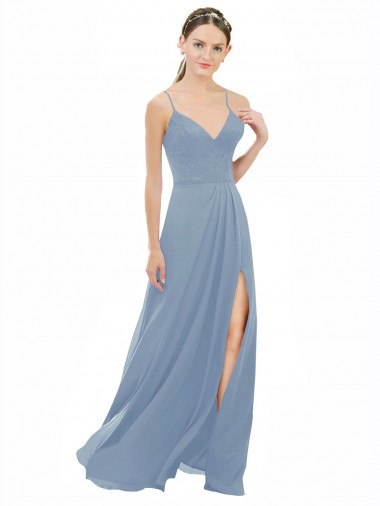 Shop Sexy Chiffon Bridesmaid Dress with V-Neck Lace Bodice Montreal
