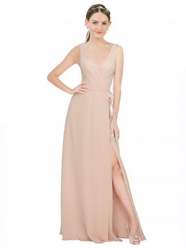 Shop Chiffon Bridesmaids Dress with Matching Chiffon Tie Sash Montreal
