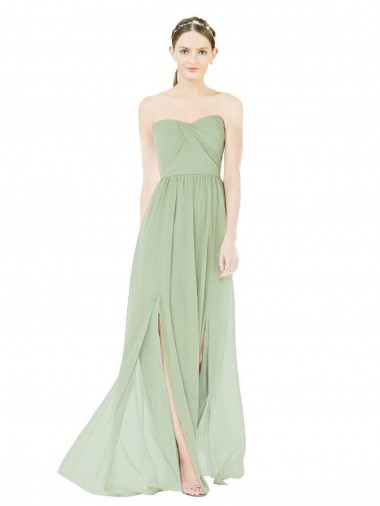 Shop Strapless Draped Bodice Maxi Bridesmaid Dress with Front Slits Montreal