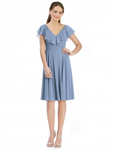 Shop Cocktail Length V-Neck V-Back Short Chiffon Bridesmaid Dress Montreal