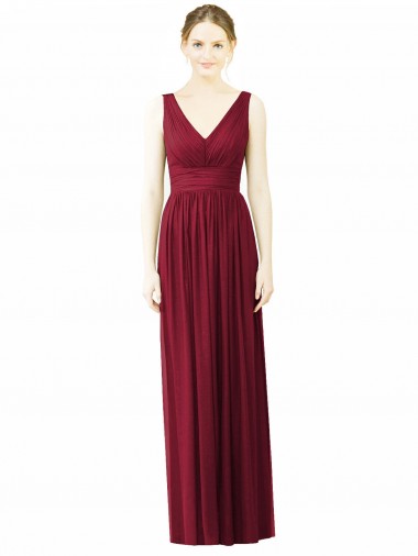 Shop V-Neck Full-Length Sleeveless Low Back Chiffon Bridesmaid Dress Montreal