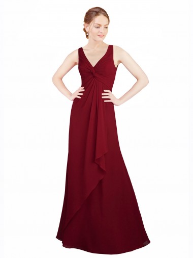 Shop Twist-Knot V-Neckline Long Chiffon Bridesmaid Dress Montreal