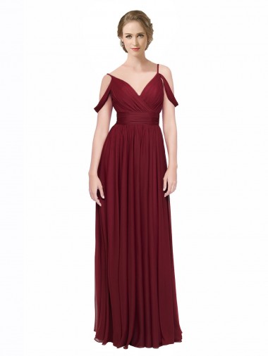 Shop Off the Shoulder V-Neck Petite Chiffon Bridesmaid Dress with Open Back Montreal