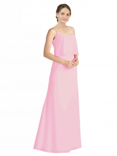 Shop Spaghetti Straps A-Line Chiffon Bridesmaid Dress Low Back Montreal