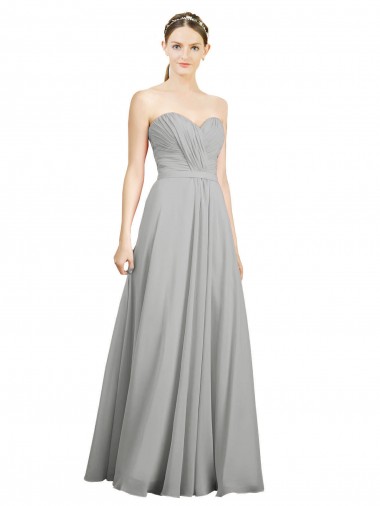 Shop Sweetheart Strapless Draped Long Chiffon Bridesmaid Dress Montreal